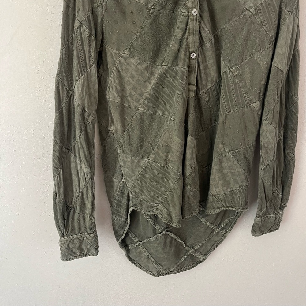 Sundance Green Patchwork Texture Half Button Coll… - image 6